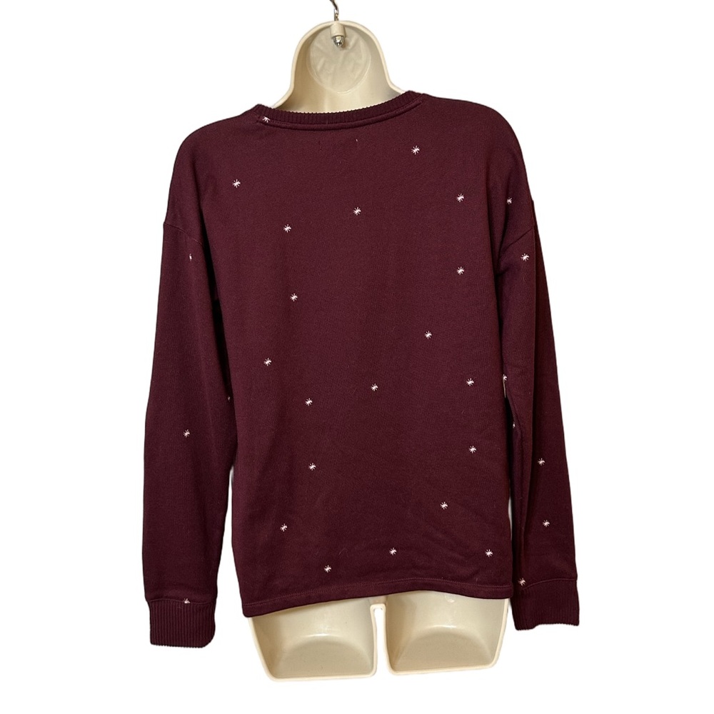 Lauren Conrad Feline Fine Cat Sweatshirt Womens S Burgundy Cozy Lounge Chic - Picture 2 of 6